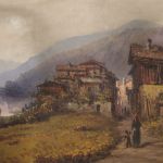 Gemälde signiertes Landschaft öl auf Brett aus dem 19. Jahrhundert