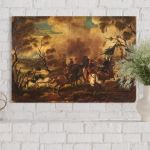 Antico dipinto battaglia del XVIII secolo