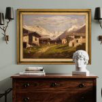 Dipinto italiano firmato paesaggio di montagna del XX secolo