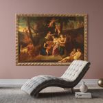 Große mythologische Gemälde aus dem 17. Jahrhundert, den Säugling Zeus und die Ziege Amalthea auf dem Berg Ida