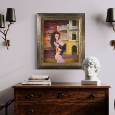Dipinto olio su tavola nudo femminile con cornice epoca 900