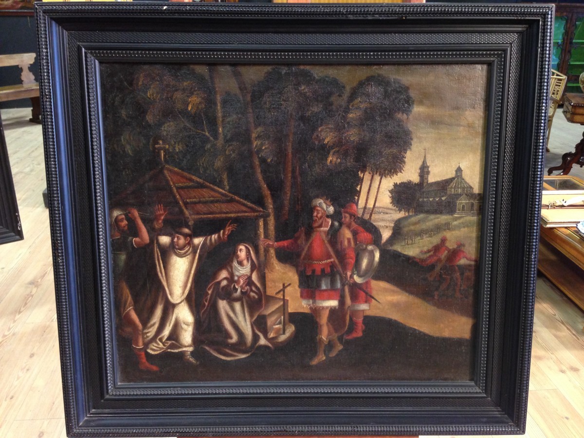 Antico dipinto fiammingo olio su tela del XVIII secolo