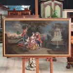 Antico dipinto veneziano paesaggio romantico del XIX secolo