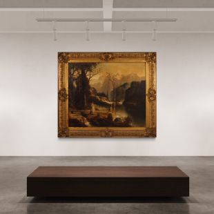 Grande dipinto paesaggio romantico del XIX secolo