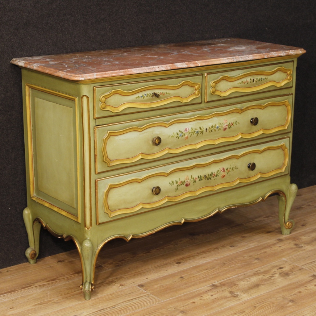 Dresser 4 Drawers Dresser Italian Furniture Painting Wooden Golden