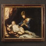 Antico dipinto religioso italiano Madonna con bambino del XVII secolo