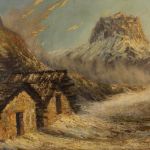 Französische signiert Berglandschaft Gemälde 