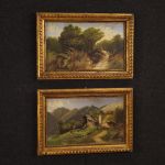 Coppia di dipinti italiani firmati paesaggi del XX secolo