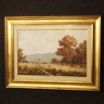 Signiert und datiert Landschaft Gemälde Öl auf Leinwand 