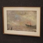 Italian seascape painting in impressionist-style from 20th century