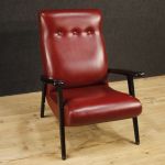 Italienischer Design-Sessel aus rotem Kunstleder 70er Jahren