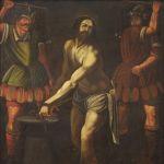 Antico dipinto italiano Flagellazione di Gesù del XVII secolo