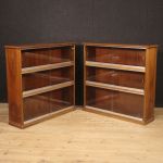 Pair of Italian bookcases in walnut wood from 60s