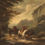 Antico dipinto italiano paesaggio del XVIII secolo