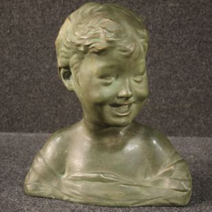 Scultura italiana in terracotta busto di bambino