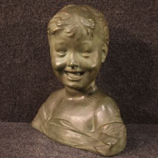 Scultura italiana in terracotta busto di bambino del XX secolo