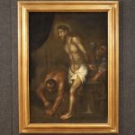 Antico dipinto italiano Cristo alla colonna del XVIII secolo