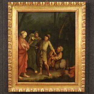 Dipinto italiano episodio della vita di Diogene di Sinope del XVIII secolo