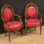 Paar Walnuss Sesseln aus dem 19. Jahrhundert
