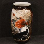 Vase chinois en céramique peint avec guerrier à cheval