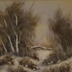 Tableau italien paysage d'hiver huile sur toile
