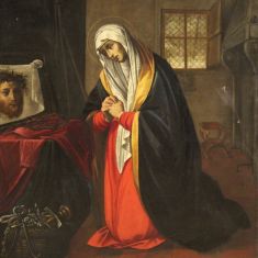 Quadro religioso italiano olio su tela epoca 600