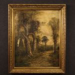 Dipinto francese paesaggio firmato del XIX secolo