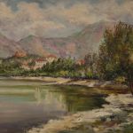 Dipinto italiano lago di Avigliana firmato e datato 1948