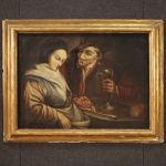 Ancien tableau flamand huile sur toile du 18ème siècle
